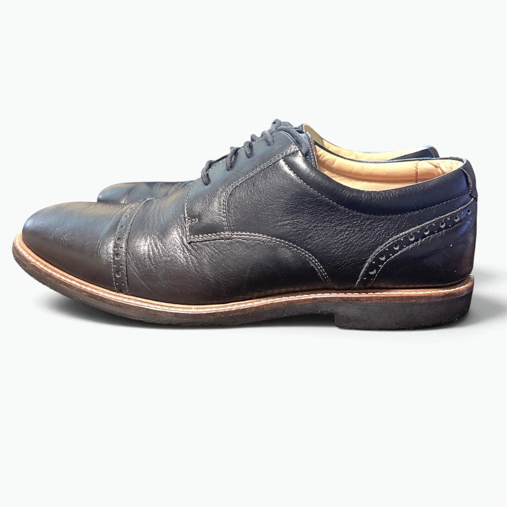 Johnston & Murphy Mens Black Leather Cap Toe Oxford Dress Shoes 20-4881 11M